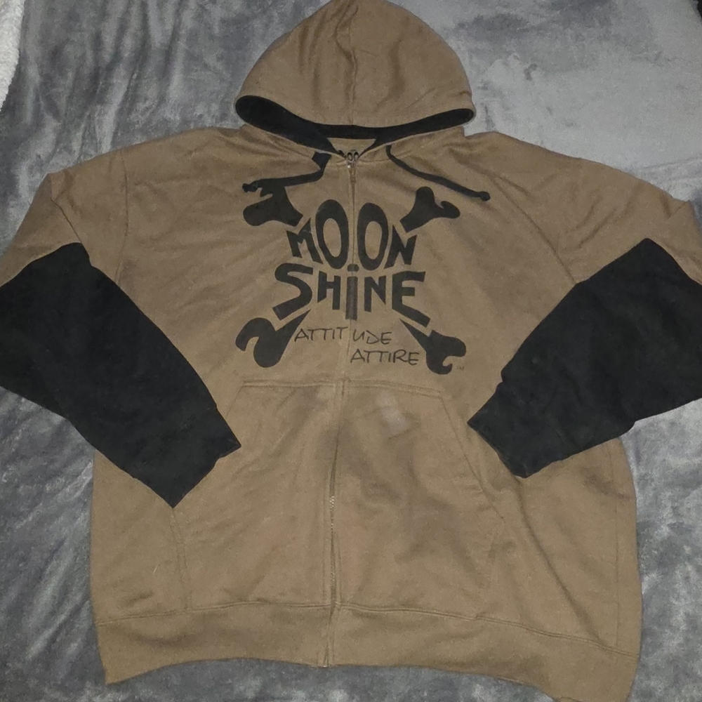 Men's Brown and Black Zip Up Sweater